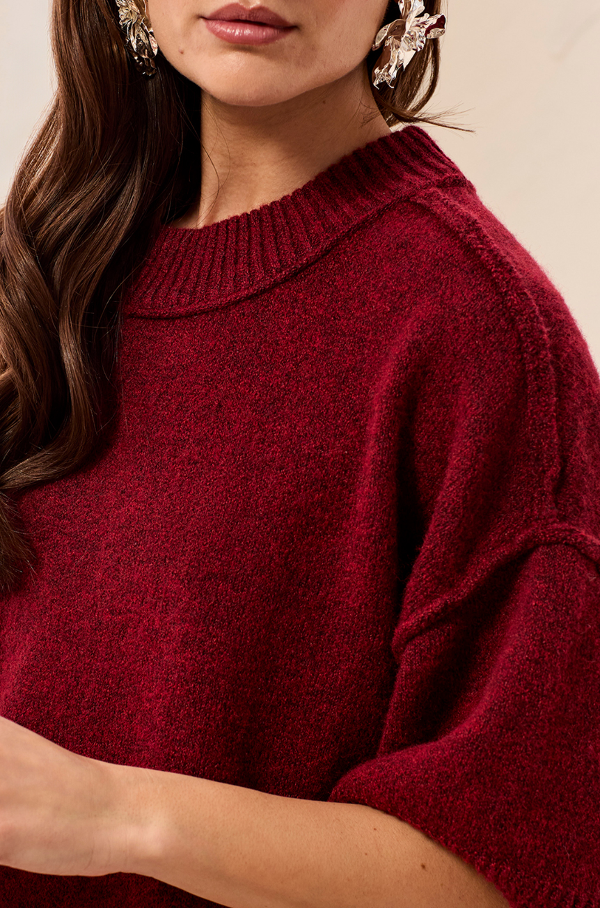Corine Relaxed Tee Sweater- OXBLOOD