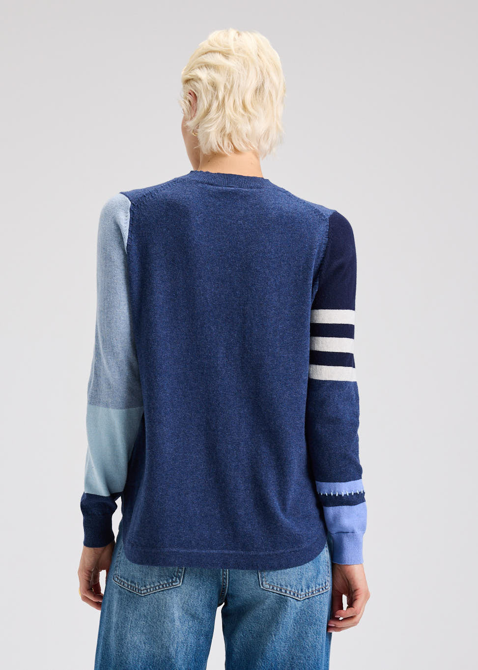 Denim Spliced Sweater