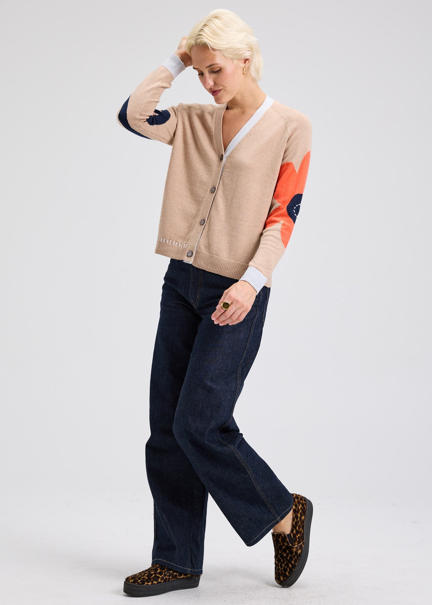 Camel Peace Please Cardi