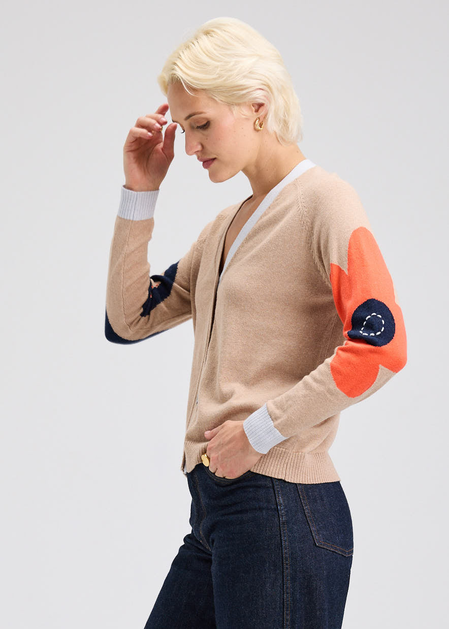 Camel Peace Please Cardi