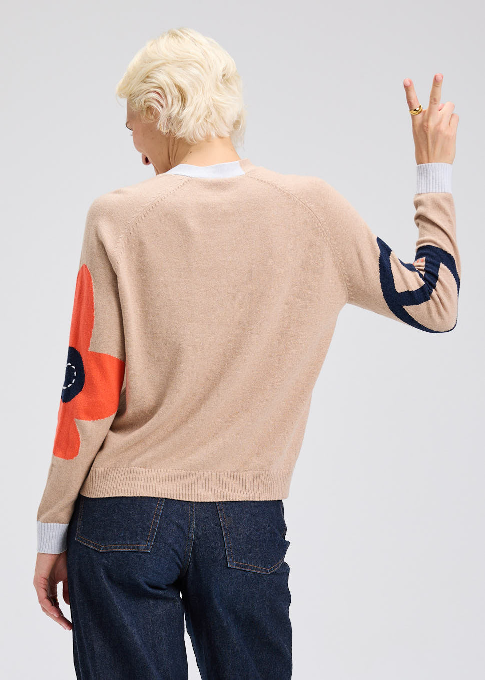 Camel Peace Please Cardi