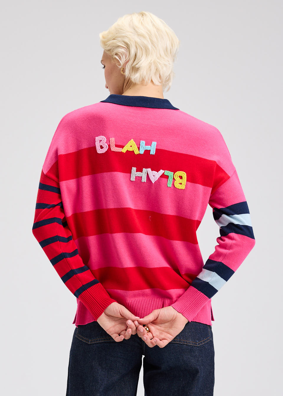 Pink Blah Blah Rugby Sweater