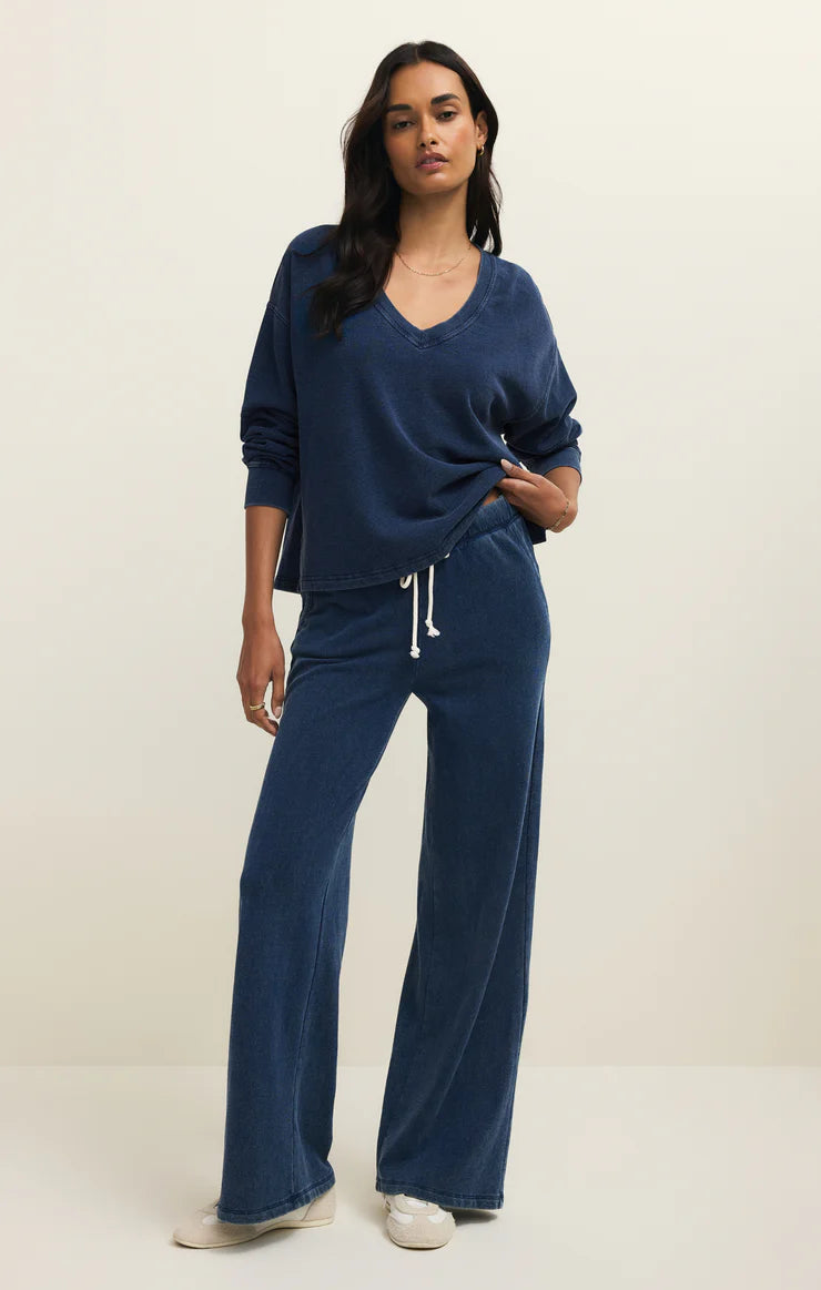 Delphine Knit Denim Sweatshirt