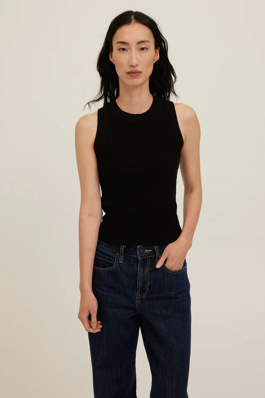Player Racerback Rib Tank- BLACK