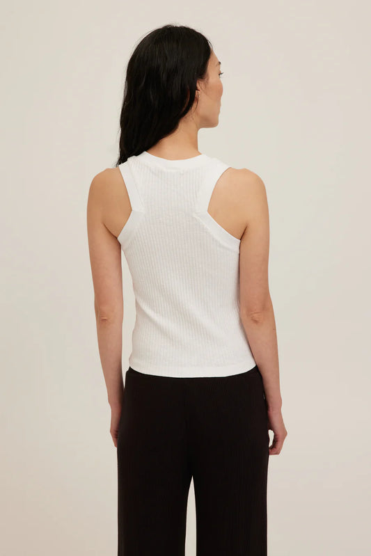 Player Racerback Rib Tank- WHITE