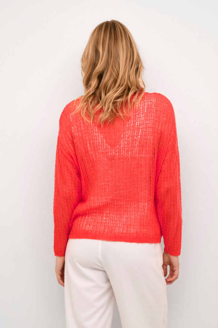 Clara Knit Pullover- Hot Coral