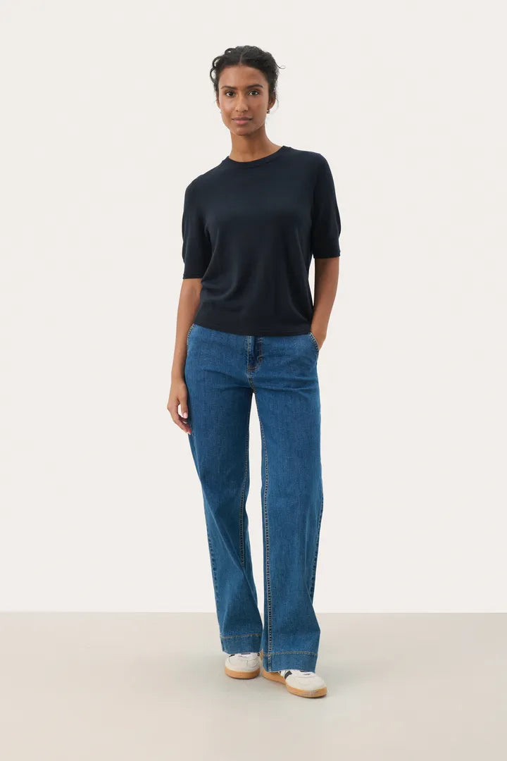 Natanya Knit Tee- NAVY