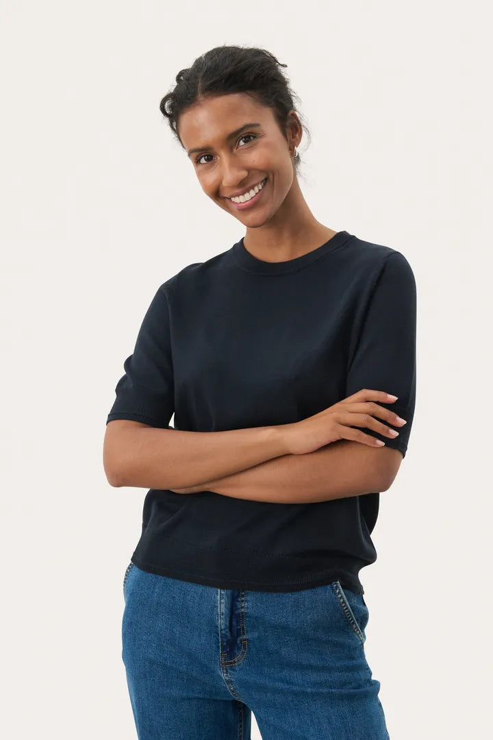 Natanya Knit Tee- NAVY