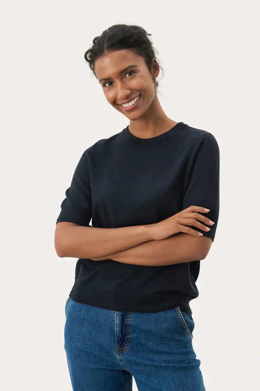 Natanya Knit Tee- NAVY