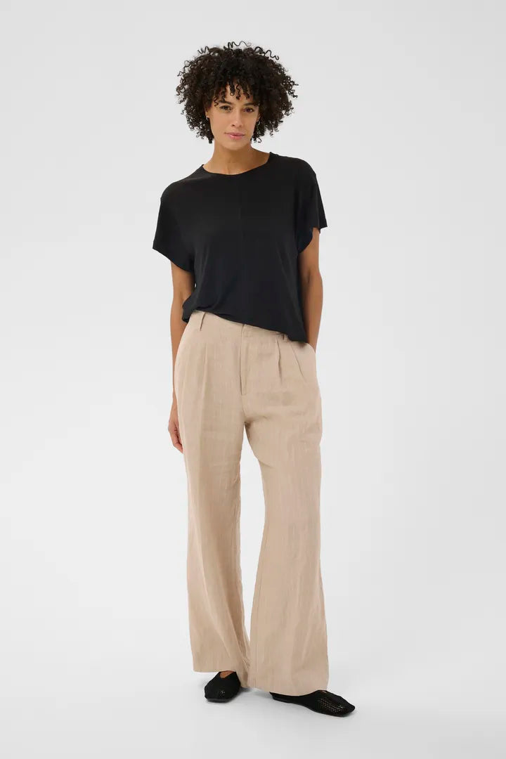 Anemona Linen Tee- BLACK