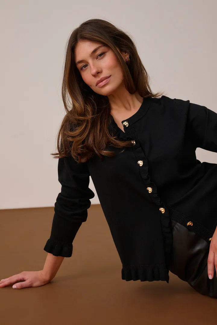 Clare Heart Cardi- BLACK