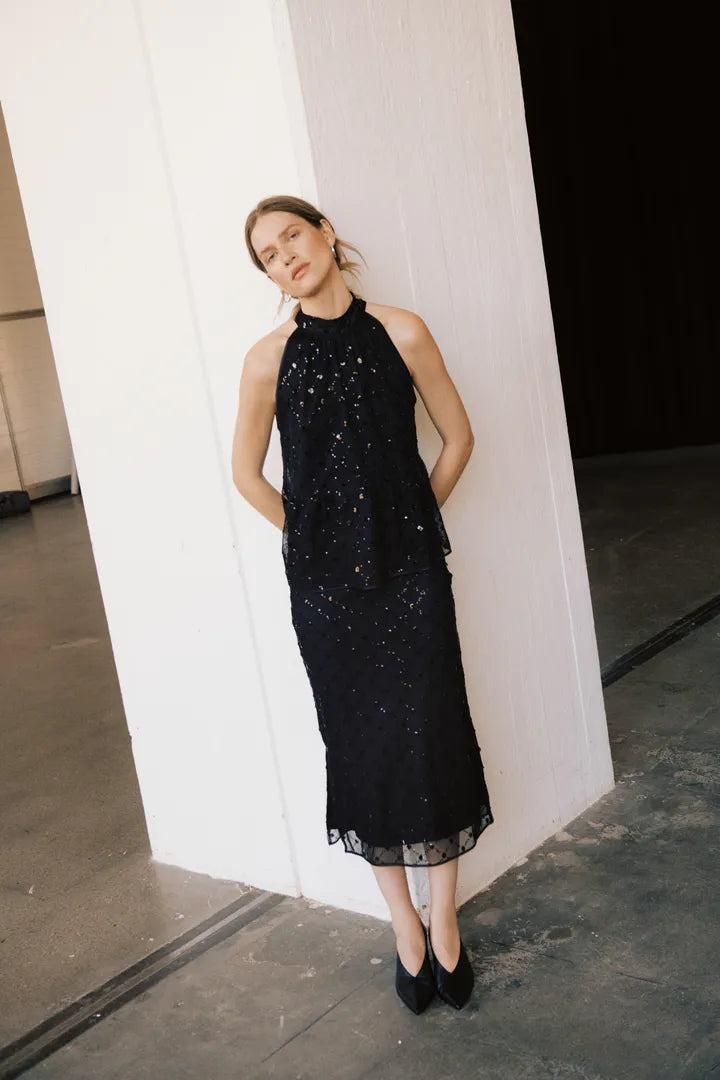 Vivika Sequin Skirt- BLACK