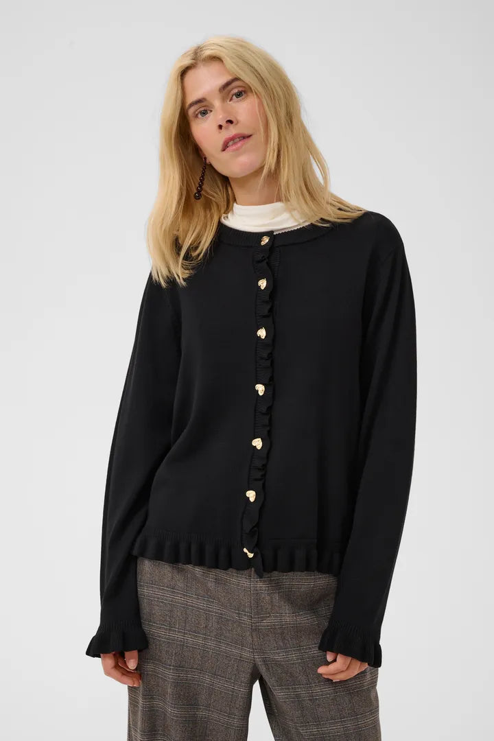 Clare Heart Cardi- BLACK