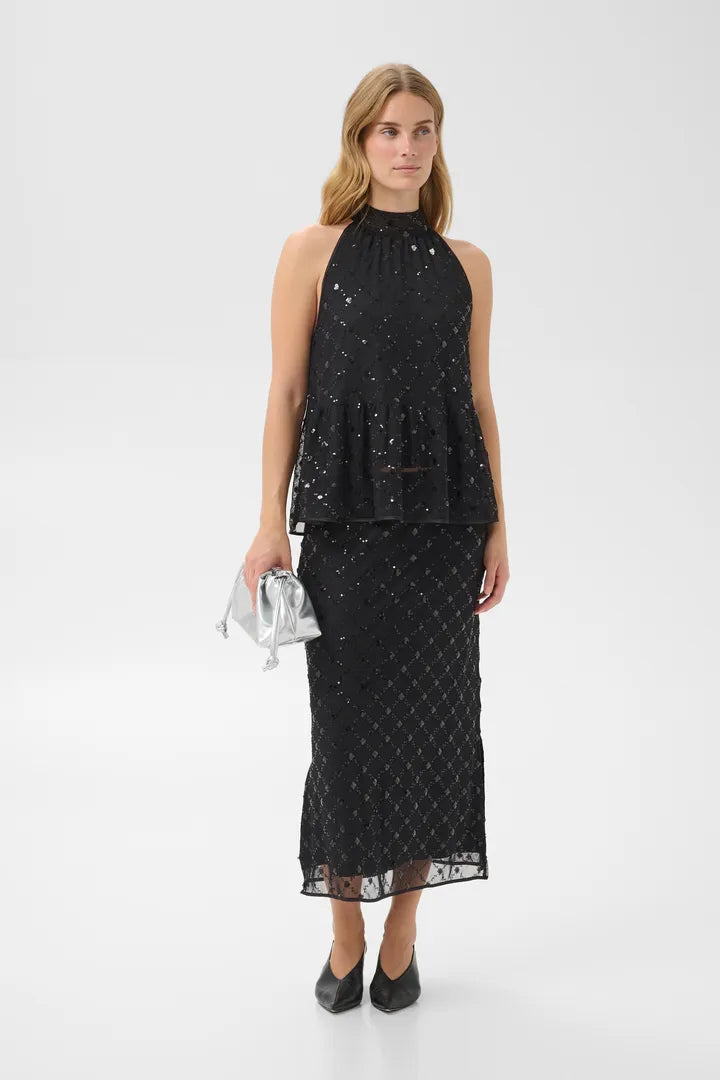 Vivika Sequin Skirt- BLACK