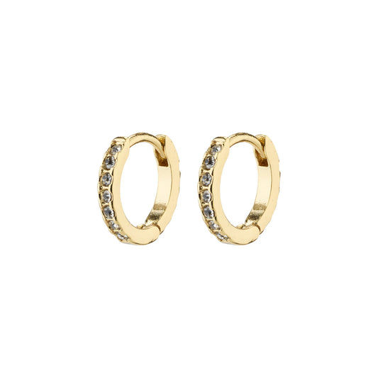 EBNA SMALL CRYSTAL HUGGIE HOOPS GOLD PLATED