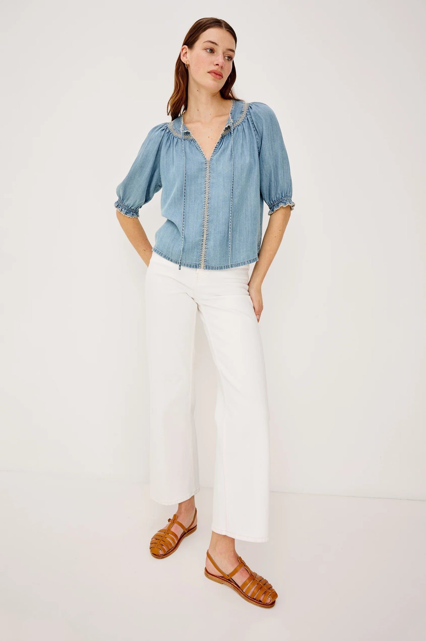 The Belina Top- WASHED BLUE