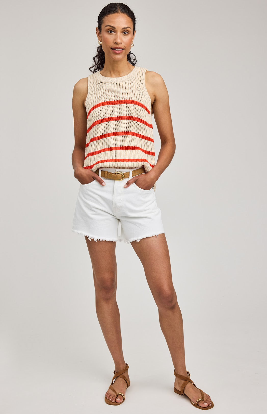 The Andrea Tank- GRENADINE STRIPE