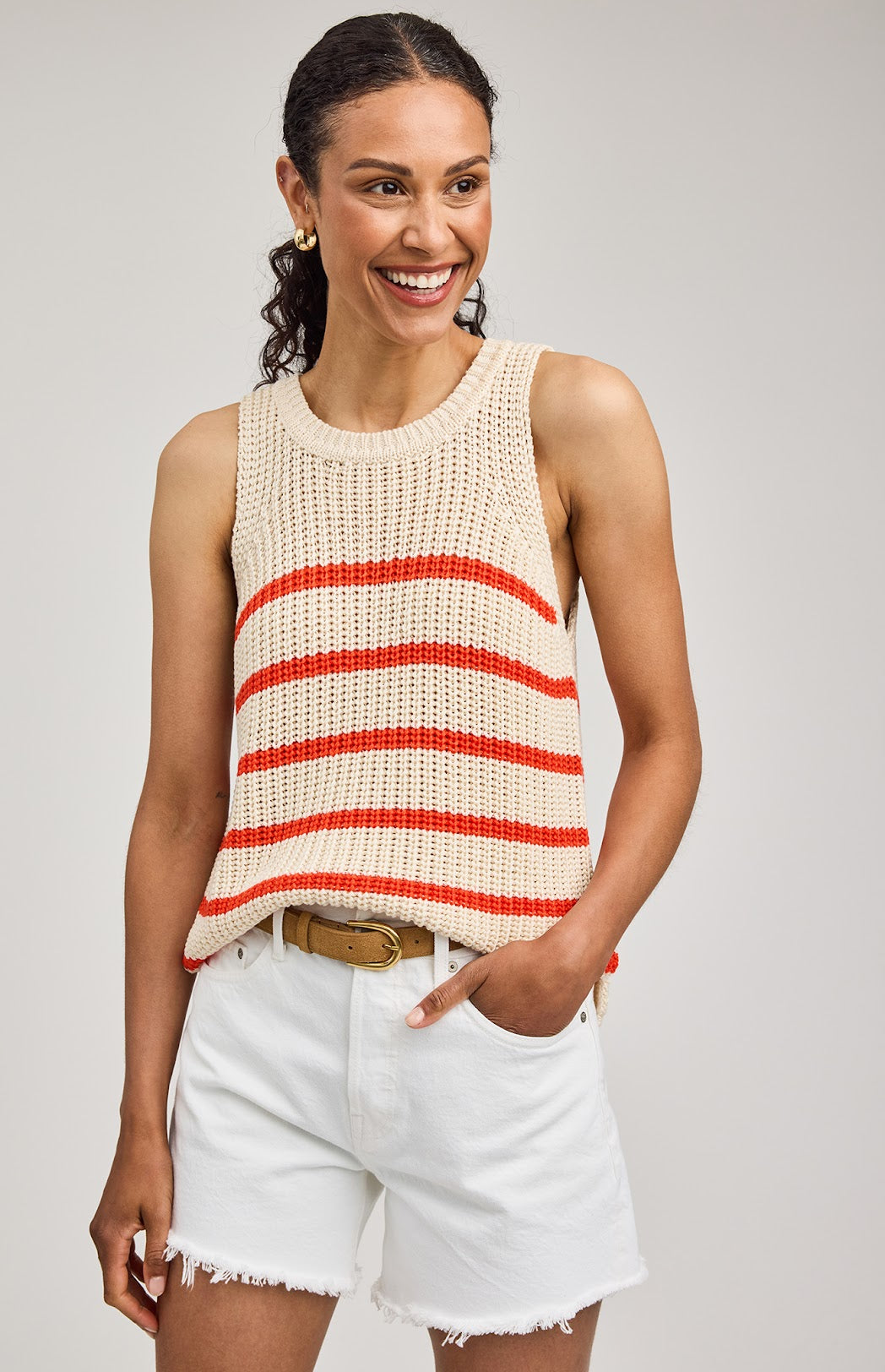 The Andrea Tank- GRENADINE STRIPE