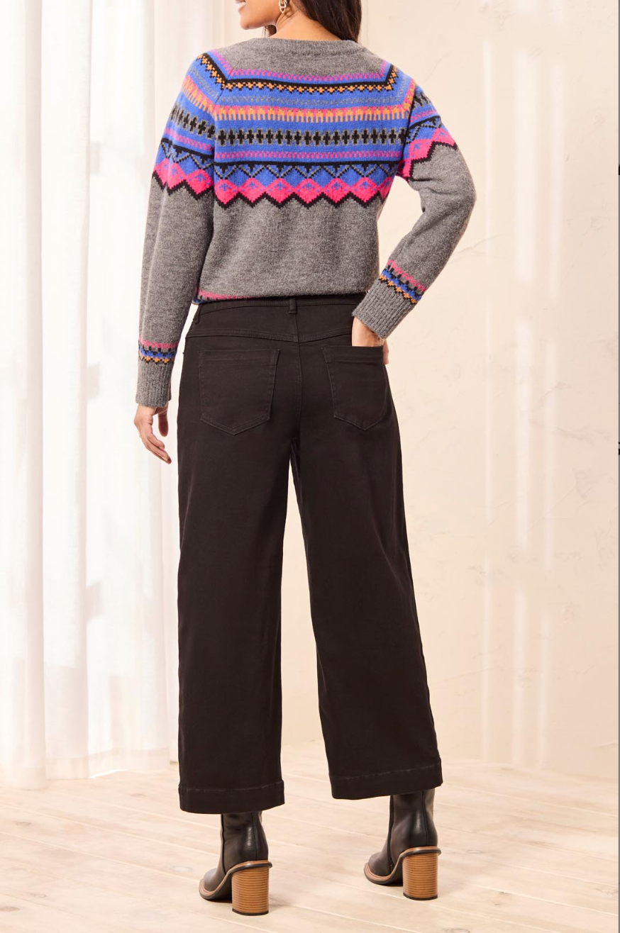 Sonya Crop Wide Jeans- BLACK