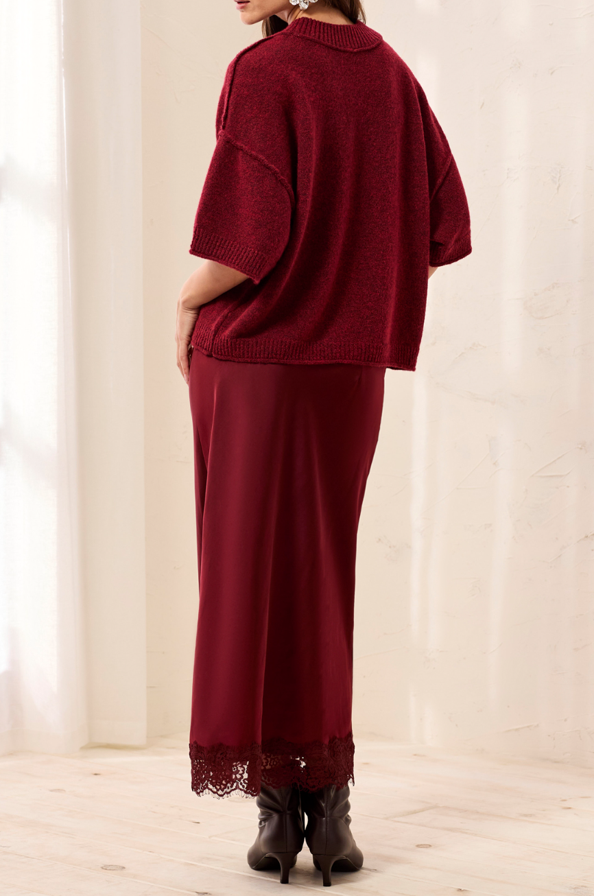 Corine Relaxed Tee Sweater- OXBLOOD