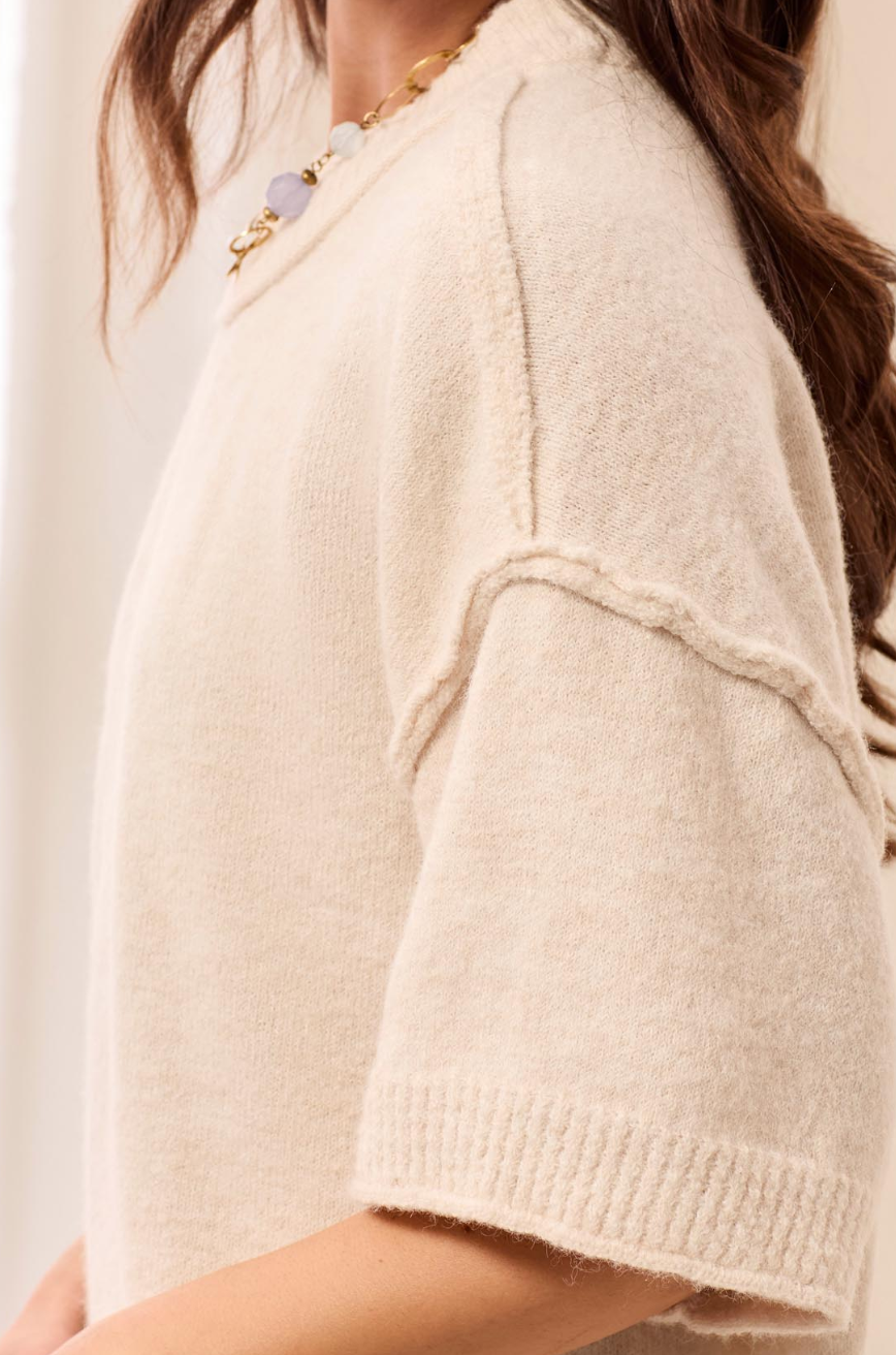 Corine Relaxed Tee Sweater- CREAM