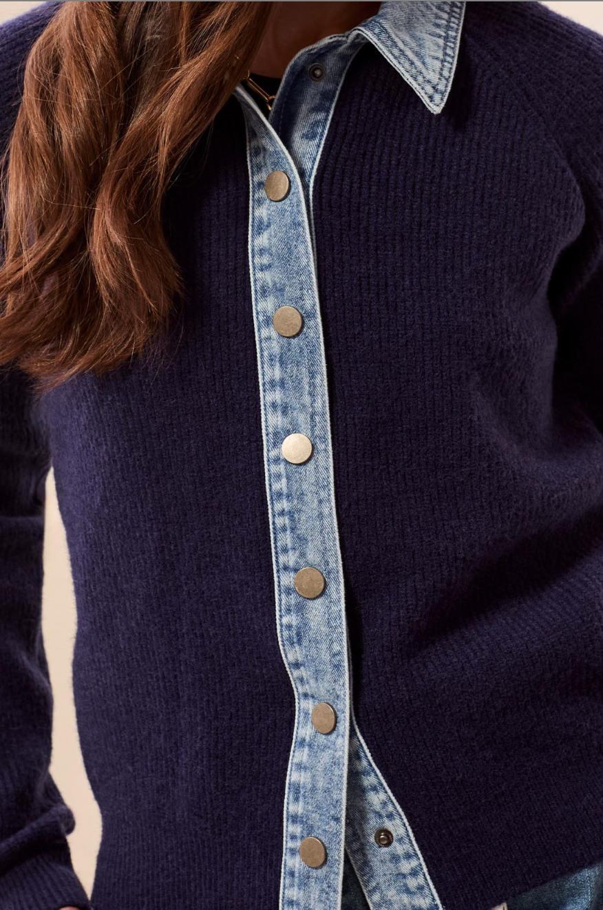 Kayla Denim Trim Cardigan