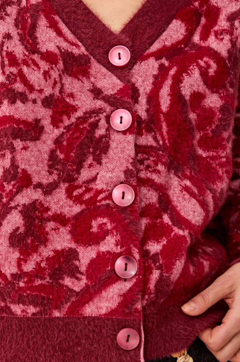 Whitney Jacquard Cardigan- PINKFROST