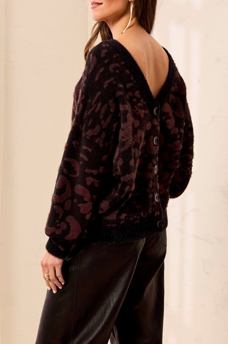 Whitney Jacquard Cardigan- BROWN CHEETAH