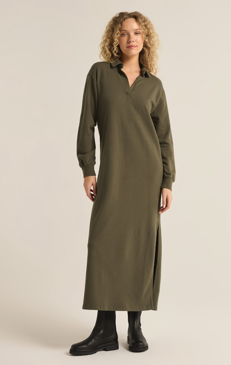 Aspen Sweatshirt Dress- PINE