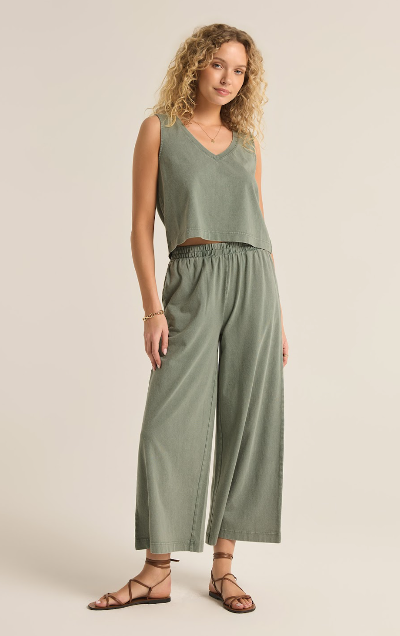 Sloane V-Neck Tank- Palm Green