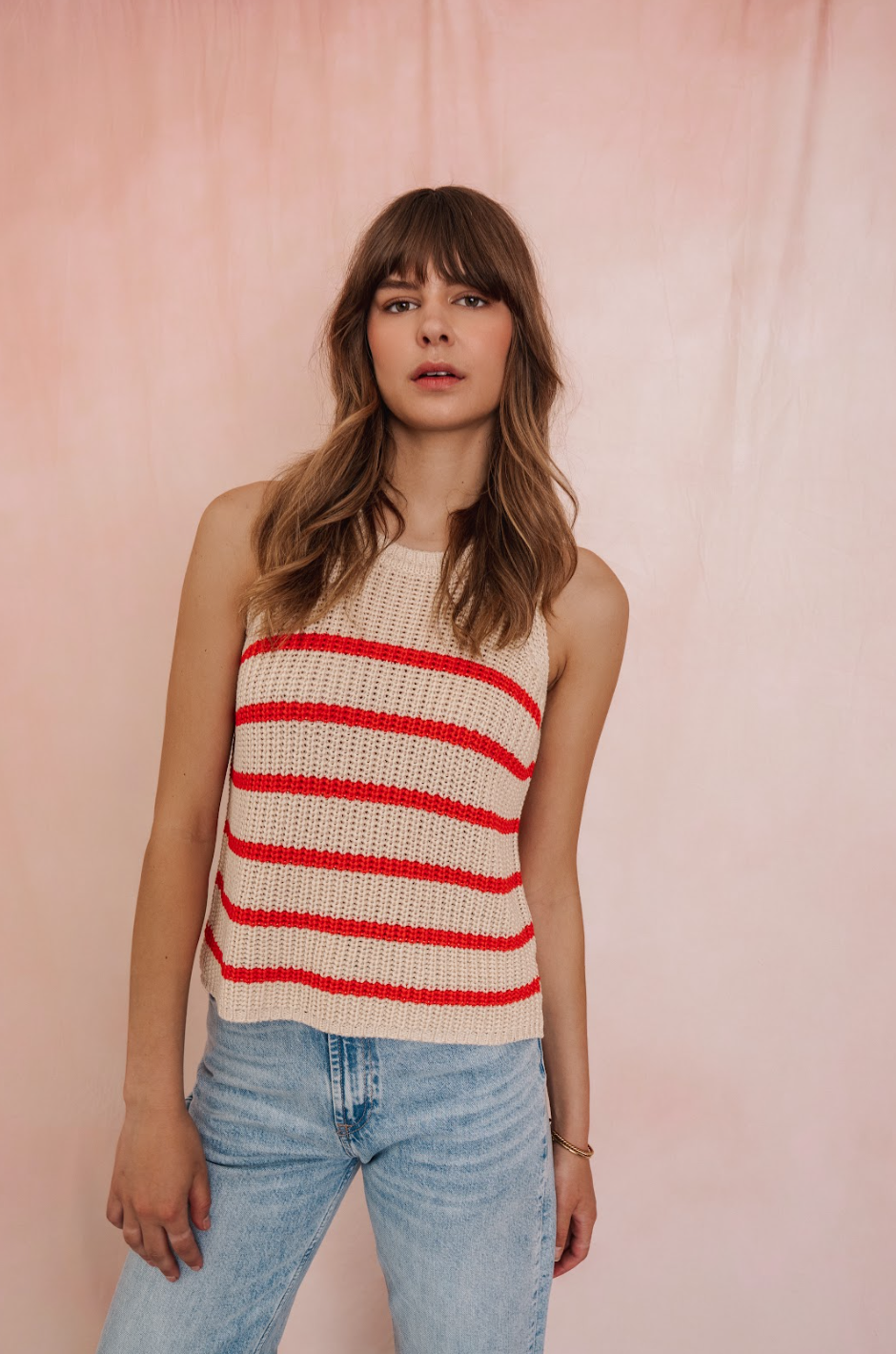 The Andrea Tank- GRENADINE STRIPE