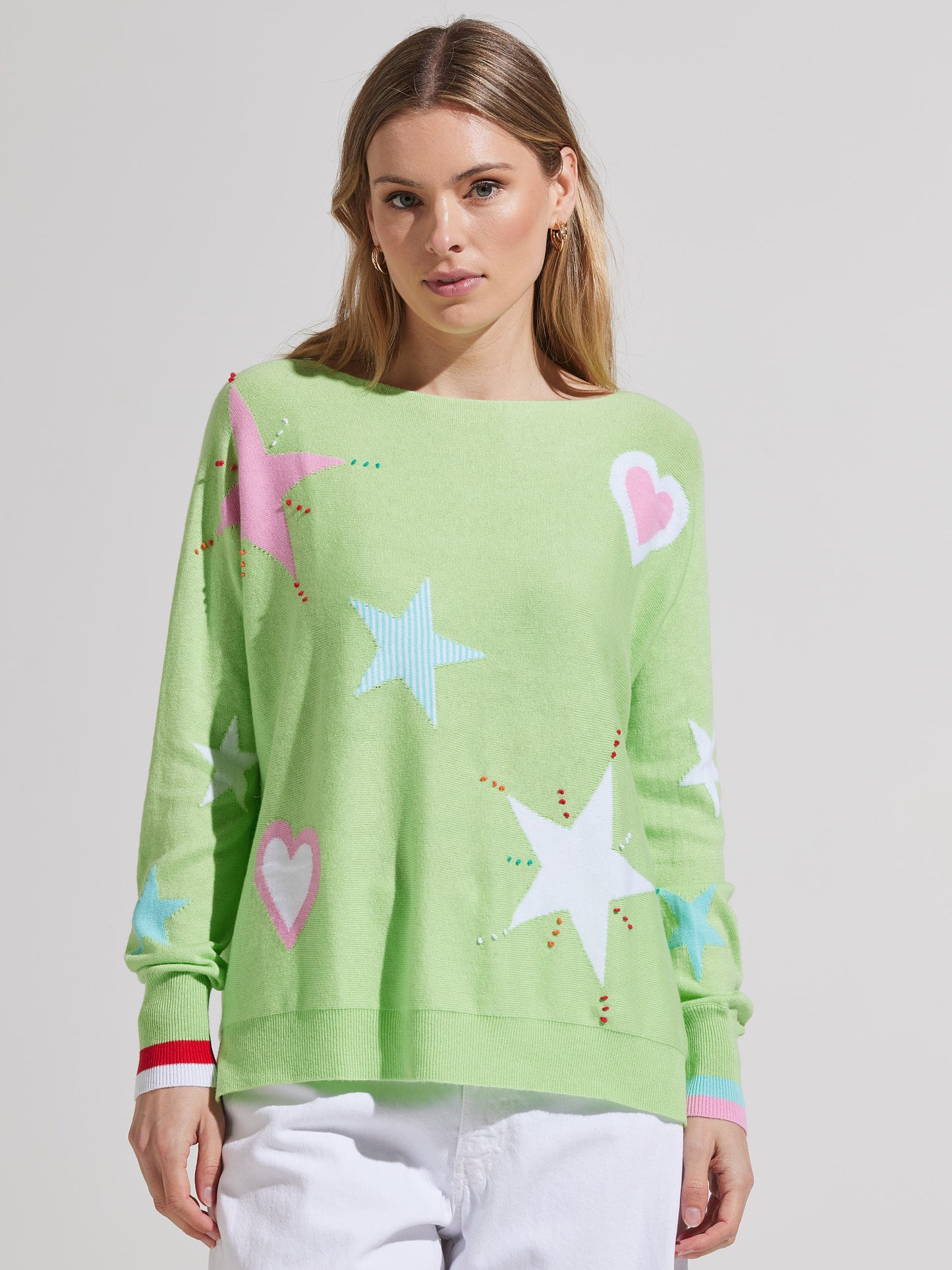 Hearts + Stars Sweater- AVOCADO