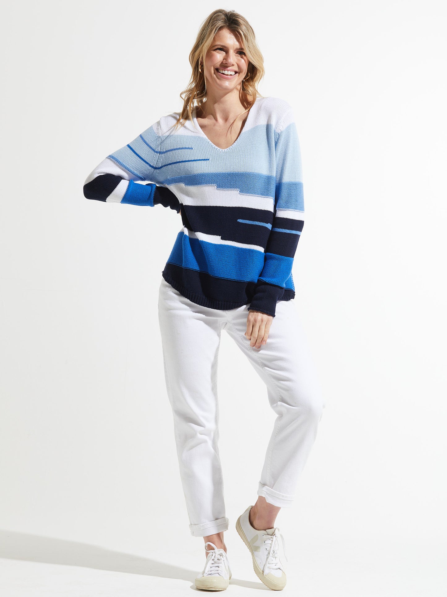 Chunky Cotton Sweater- SAILOR