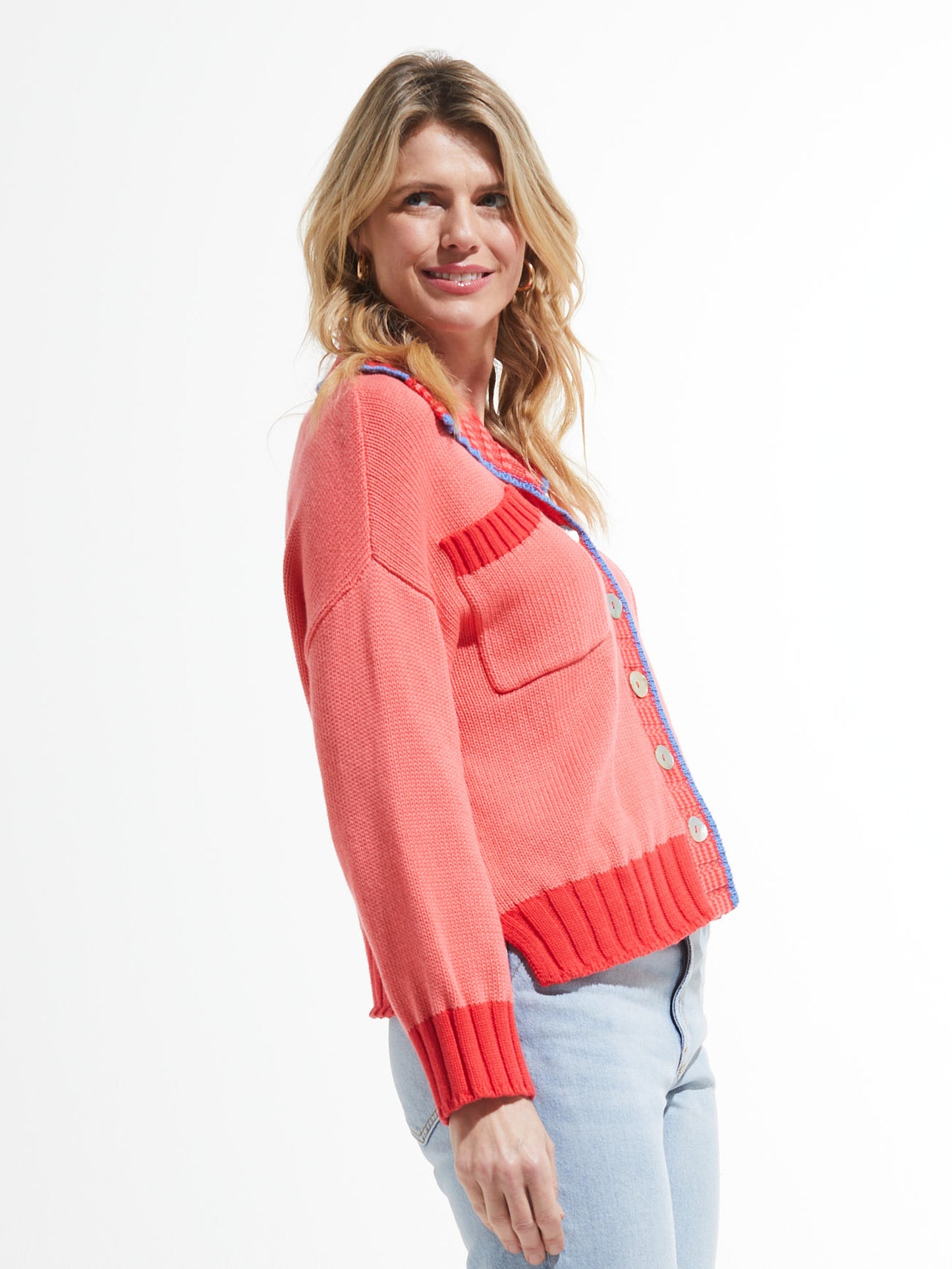 Collared Cardi- CORAL