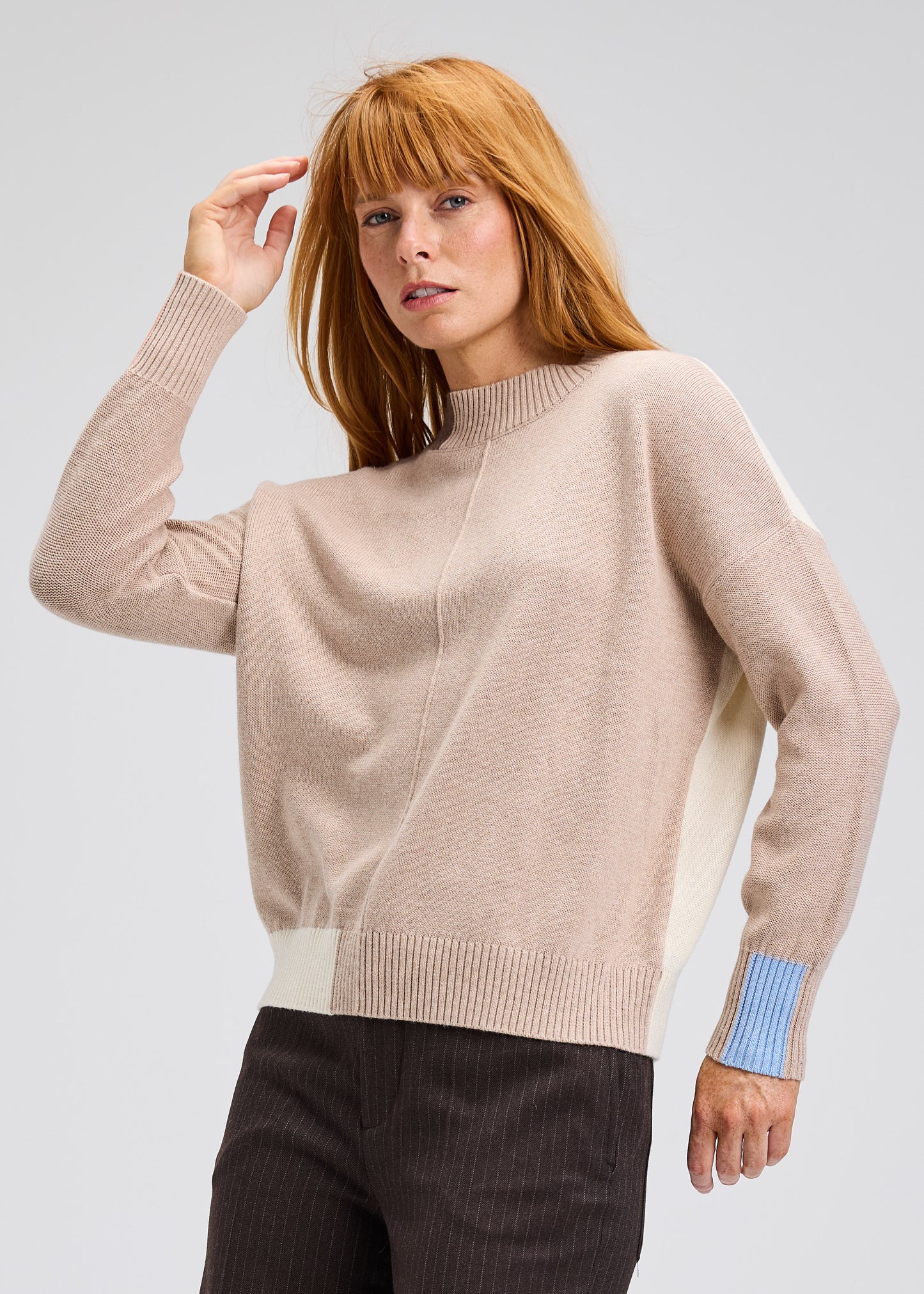 Oat Block Trim Sweater