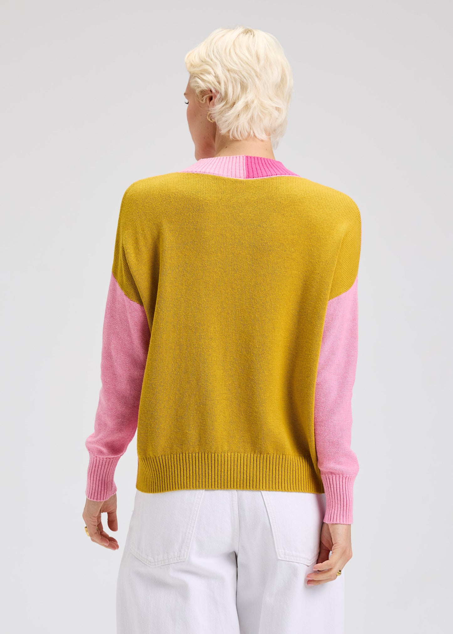 Pink Block Trimmed Sweater