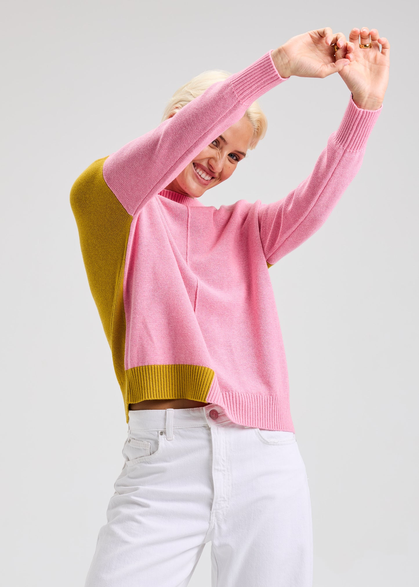 Pink Block Trimmed Sweater