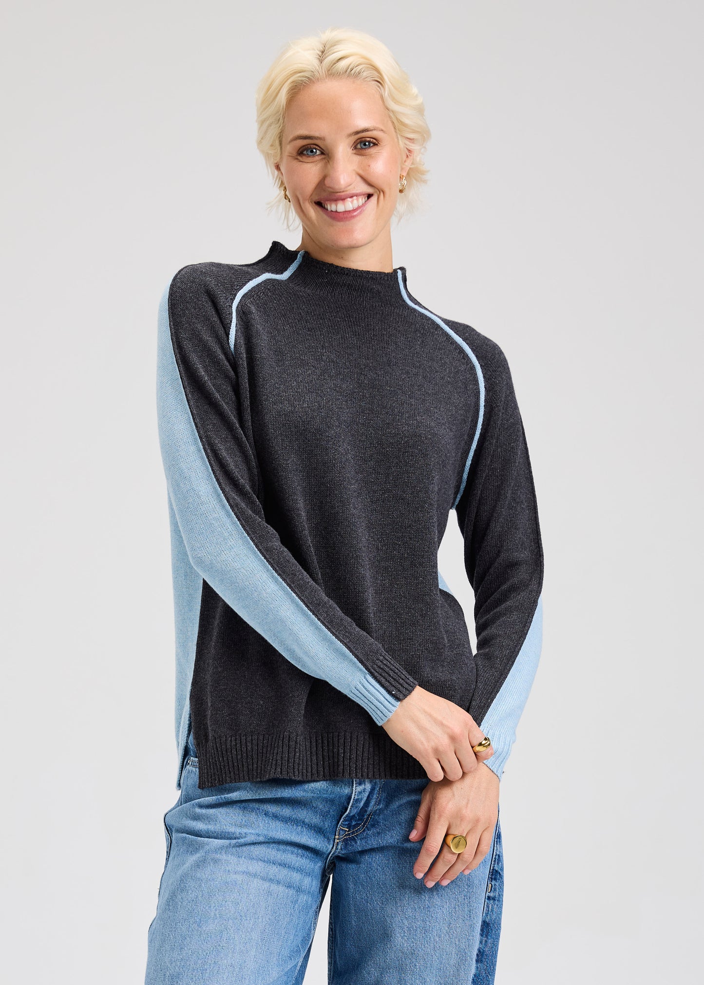 Reversible Block Funnel Sweater