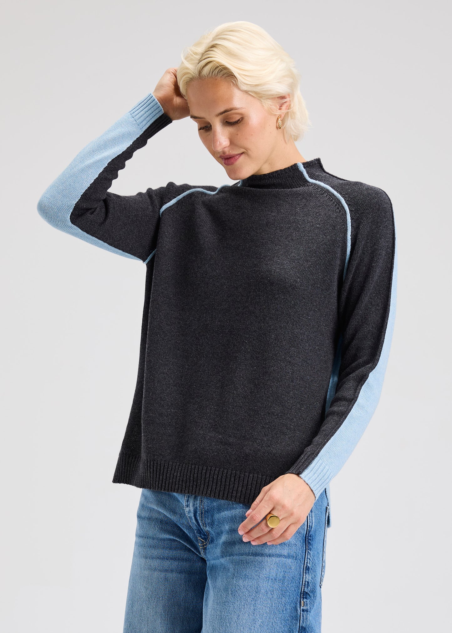 Reversible Block Funnel Sweater