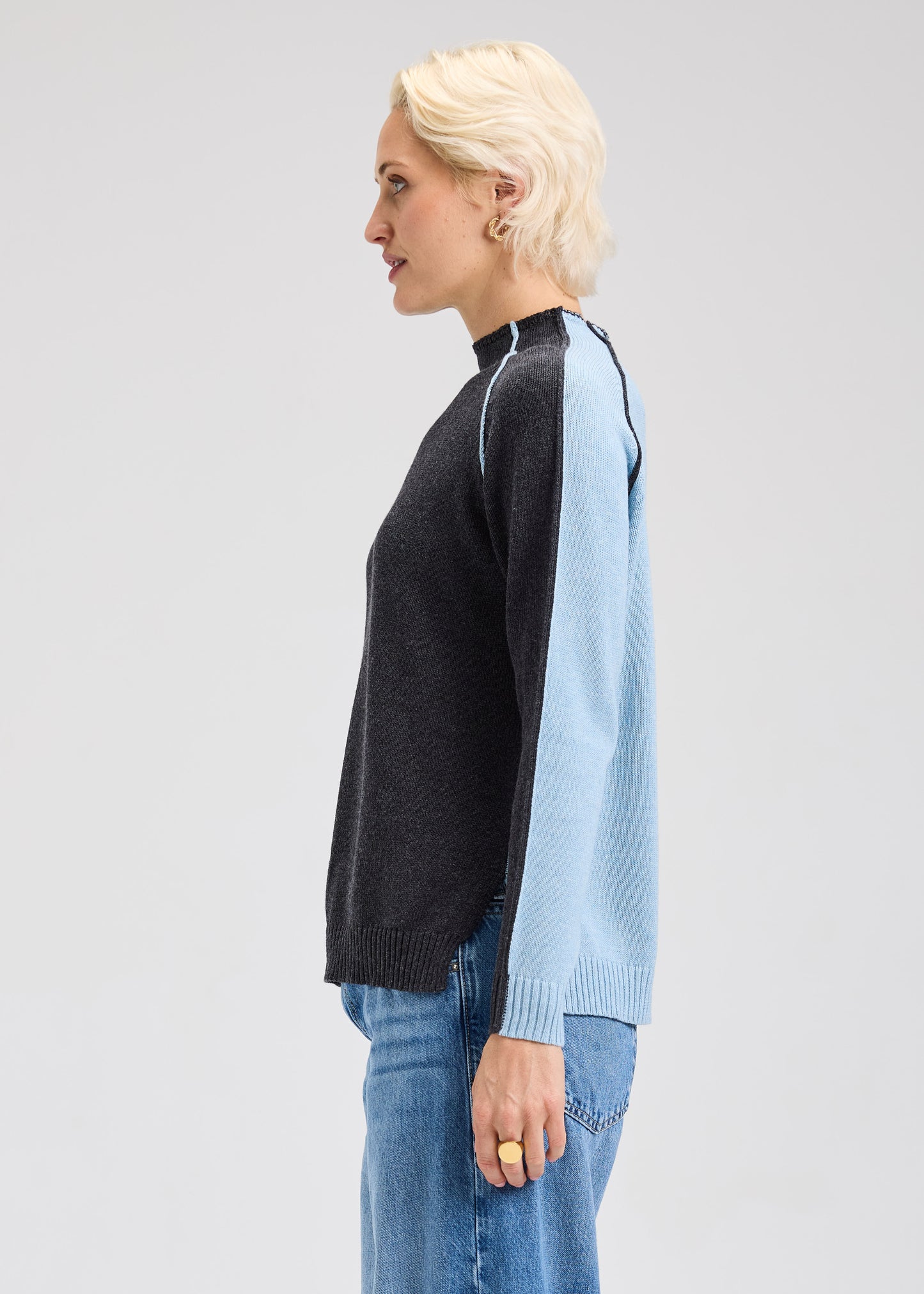 Reversible Block Funnel Sweater