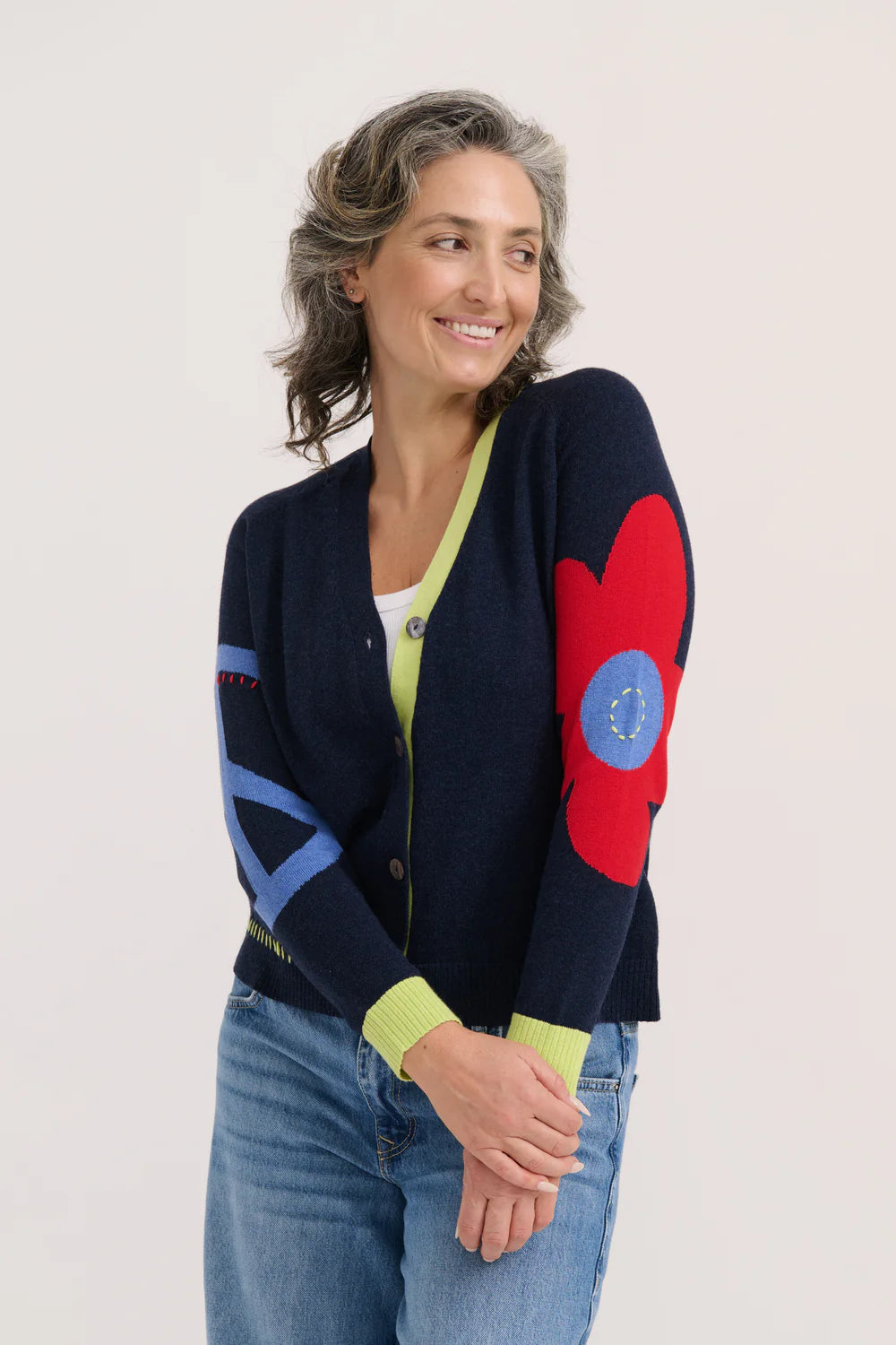 Denim Peace Please Cardi