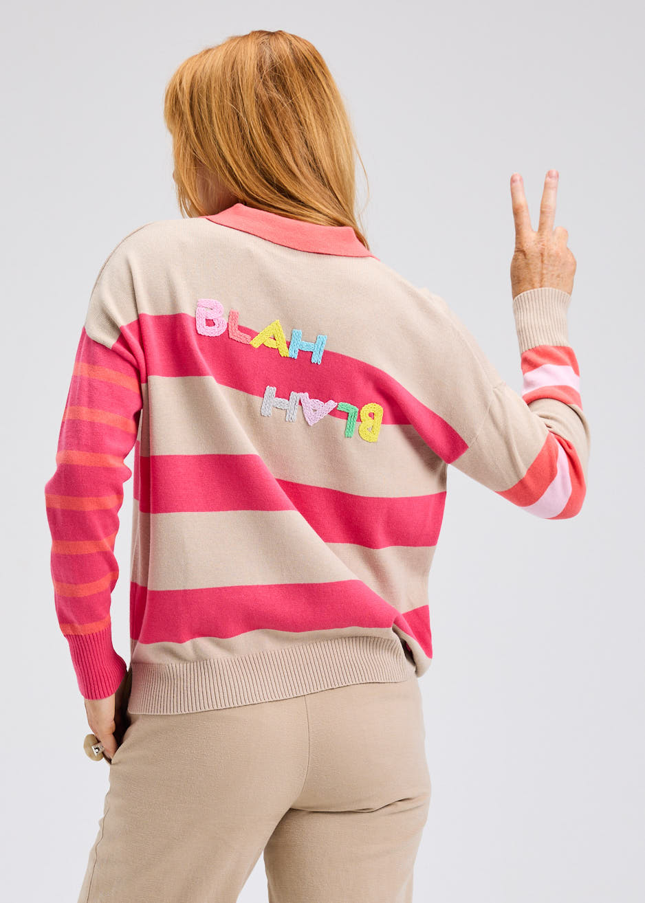 Taupe Blah Blah Rugby Sweater