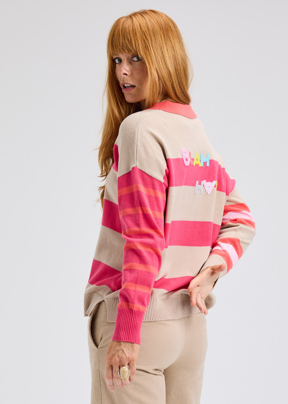Taupe Blah Blah Rugby Sweater