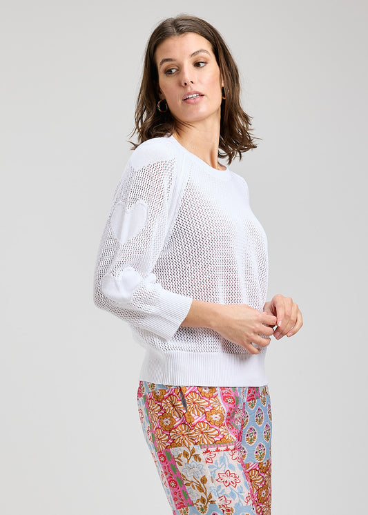 Veronica Heart Sleeve Sweater- WHITE