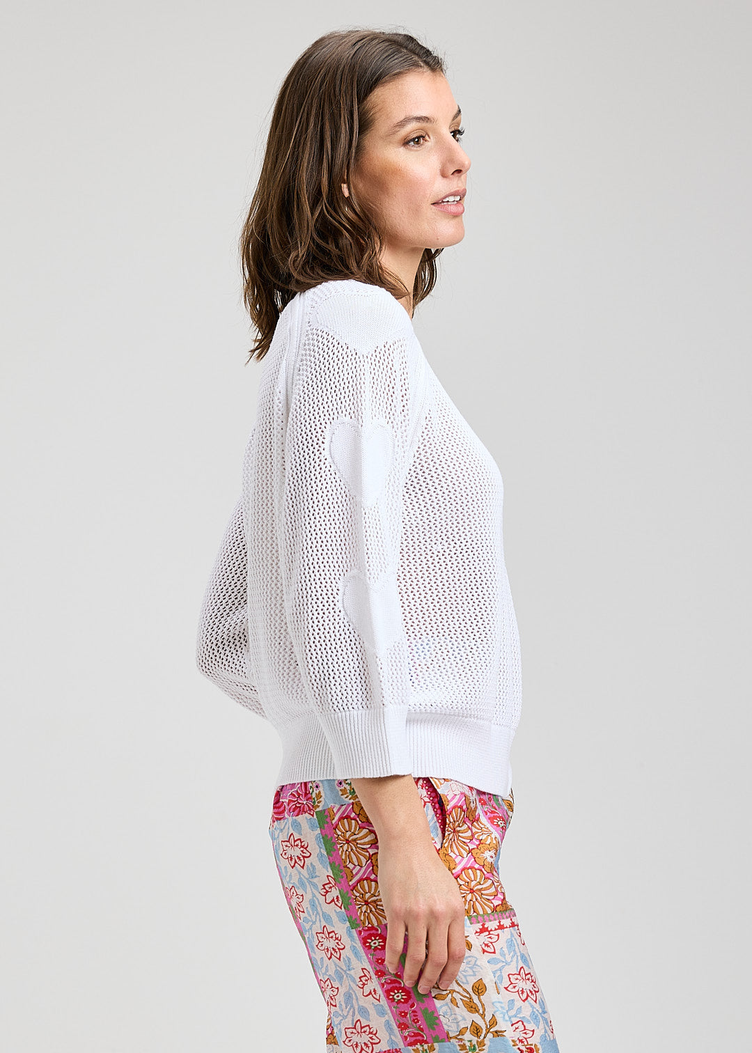 Veronica Heart Sleeve Sweater- WHITE