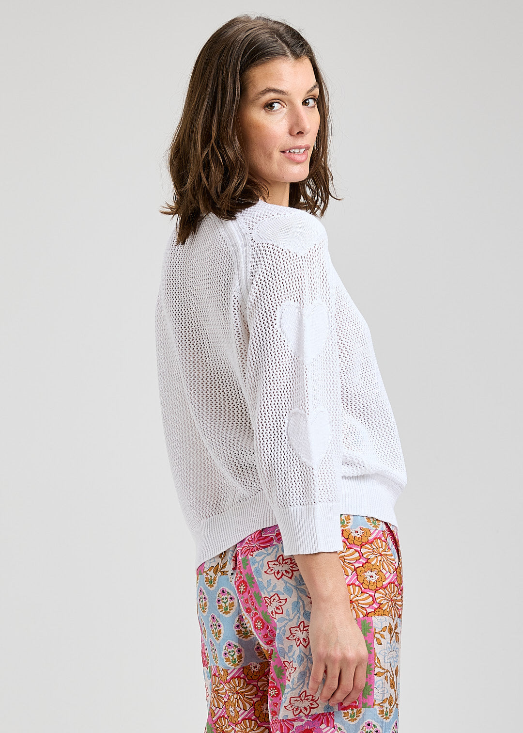 Veronica Heart Sleeve Sweater- WHITE