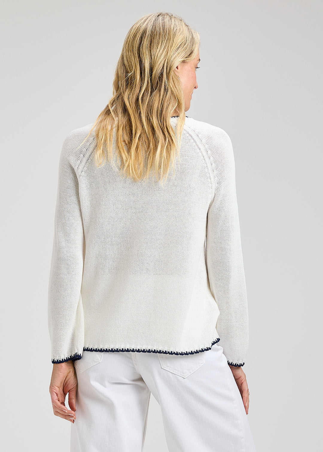 Capri Whipstitch Sweater- WHITE