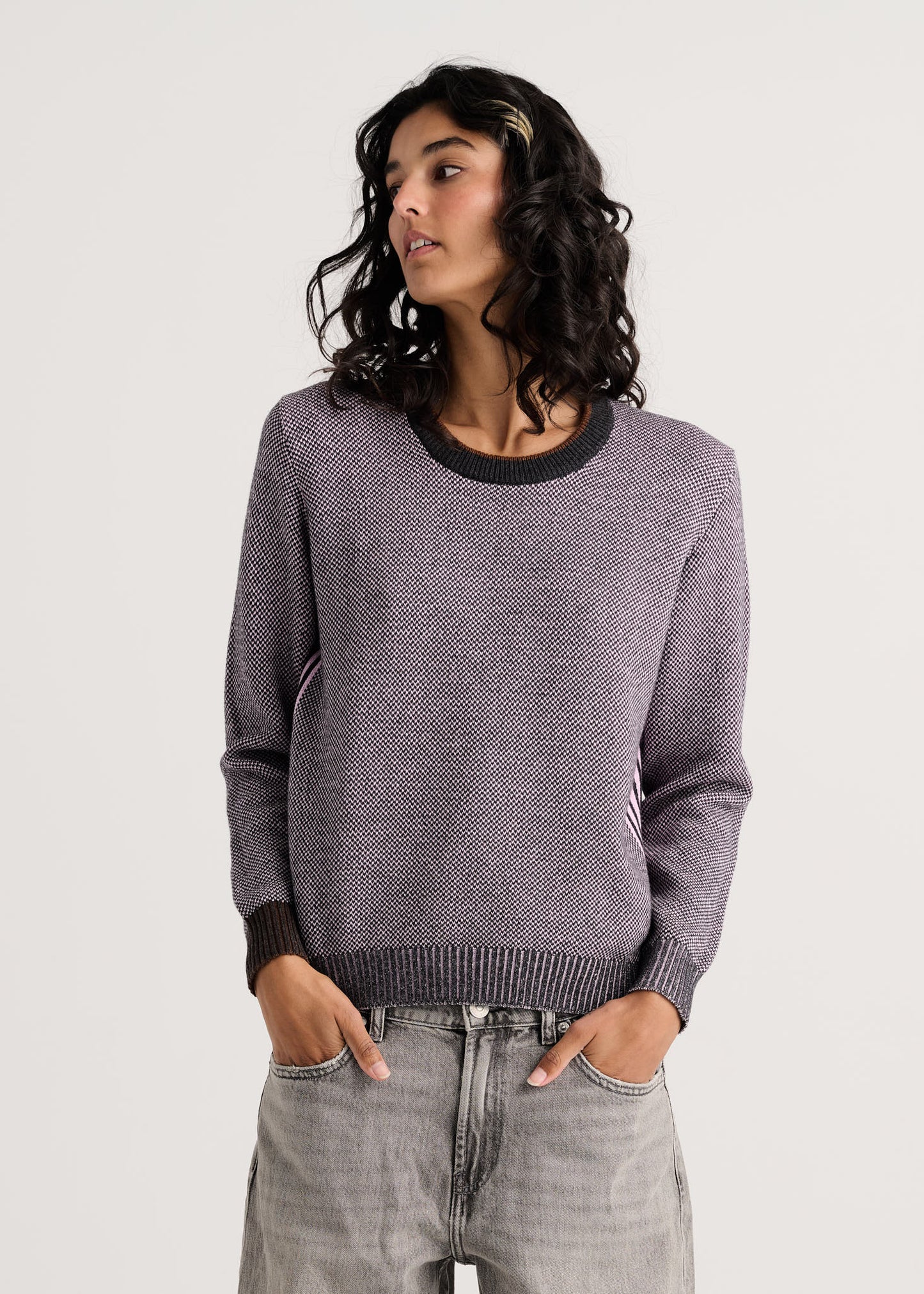 Cassia Waffle Sweater- CHARCOAL