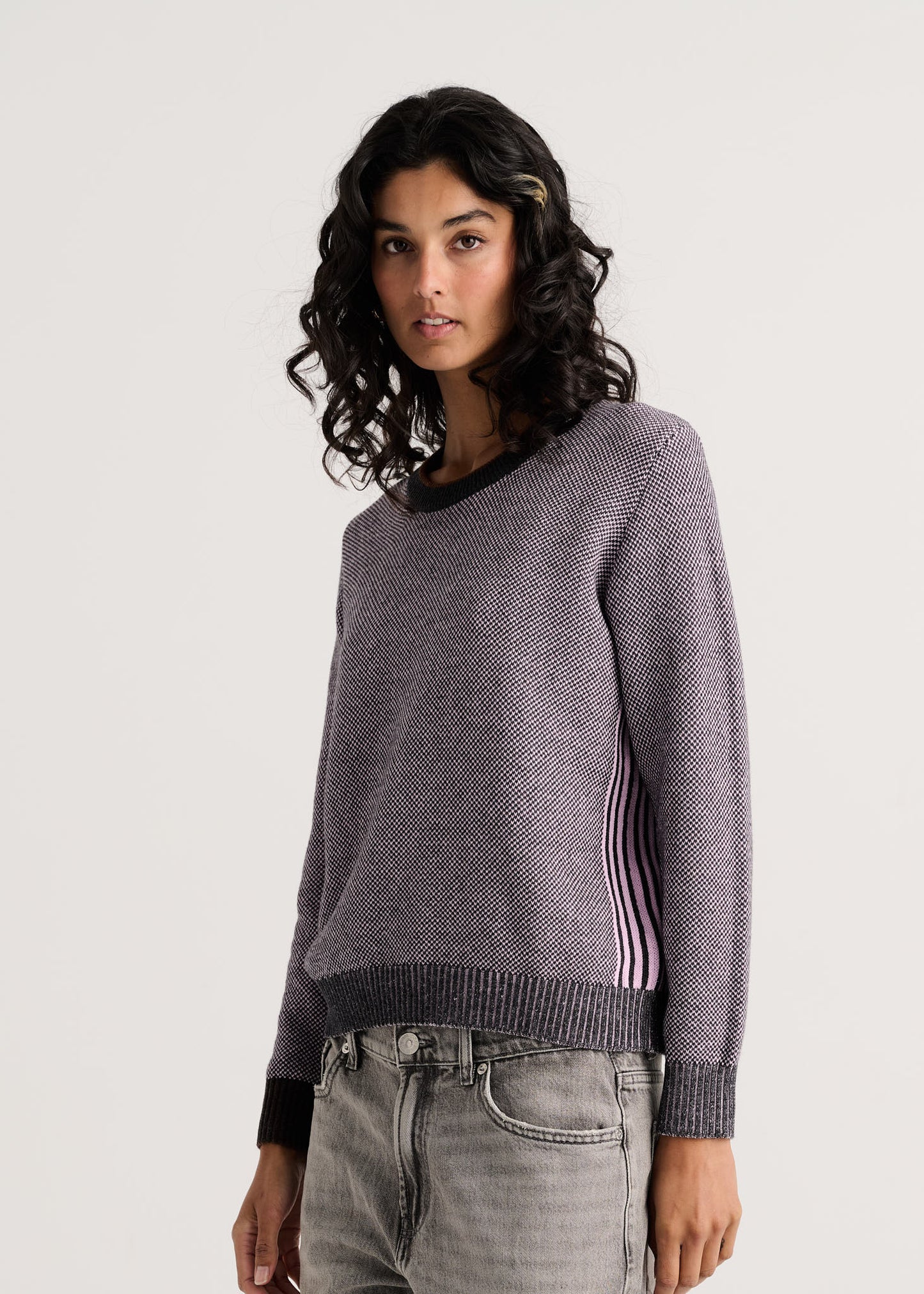 Cassia Waffle Sweater- CHARCOAL