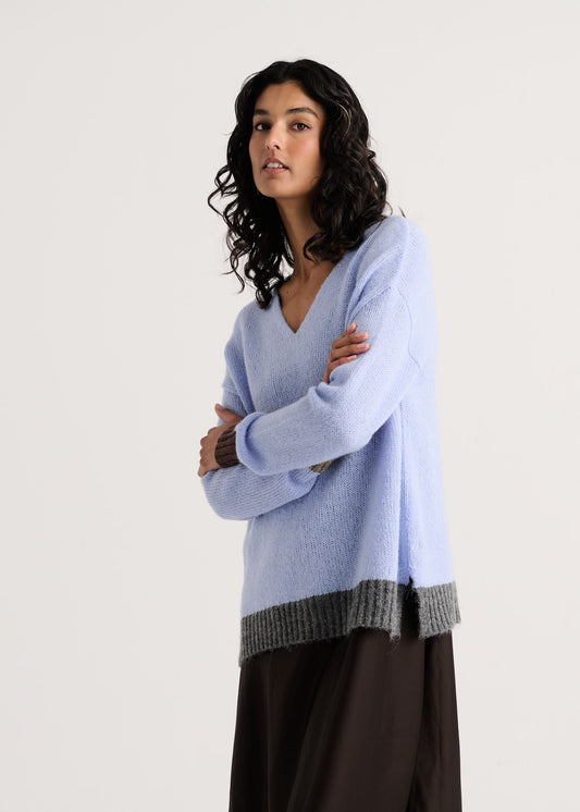 Makenna Colour Block V- CORNFLOWER